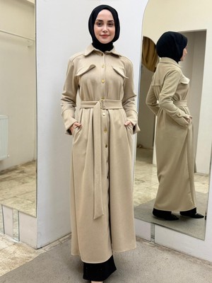 JOOQSTORE Gold Düğmeli Gömlek Elbise