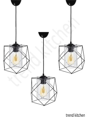 Allians Şeffaf Mika Camlı 3'lü Modern Avize Takımı, Şık ve Parlak Aydınlatma