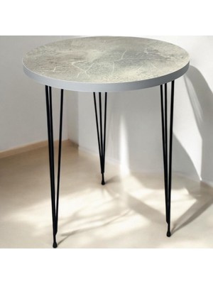 Mobilyacın Zigon Sehpa Metal Tel Ayak - Orta Sehpa  ( Beyaz Mermer )