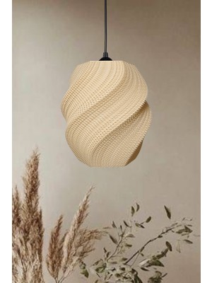 Allians Renkli Hasır Rattan Görünümlü Sarkıt Avize, E27, Pinterest Tarzı, Bioplastik