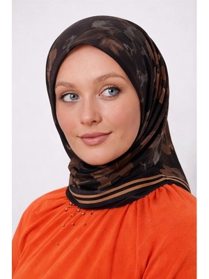 Mismara Organik Pamuk Eşarp D1 Siyah Kahve