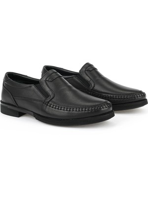 Ziya, Erkek Hakiki Deri Konfor Ayakkabı 161123Z3057 Siyah