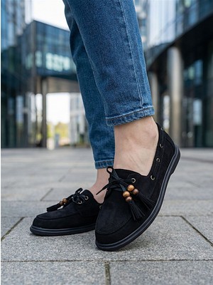 KAFKASLAR AYAKKABI Yeni Süet Corcik Boncuk Püsküllü Model Kaymaz Taban Kadın Babet Ayakkabı