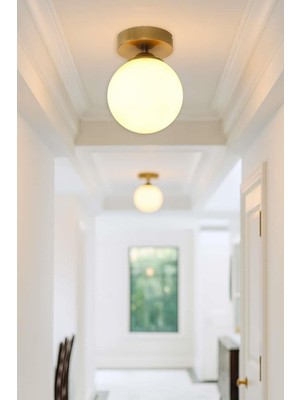 Allians Mine Tekli Eskitme Plafonyer, Mutfak ve Koridor Için Beyaz Cam Avize