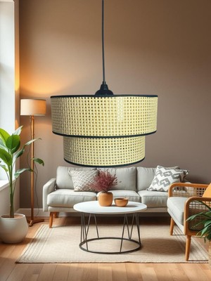 Allians Şık 2 Katlı Pasta Hazeran Kumaş Sarkıt Avize, Salon ve Mutfak Dekoru