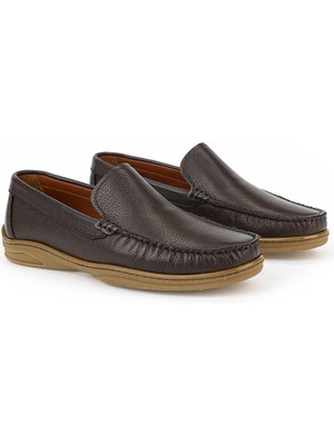 Ziya, Erkek Hakiki Deri Günlük Ayakkabı 1611064Z213 Kahve