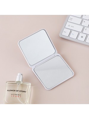 Gaman Çift Taraflı Beyaz Kare Katlanabilir Cep Aynası -Makyaj ve Günlük Kullanım Için Şık Kompakt Ayna