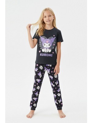 Isobel Isob Siyah Kuromi Desenli %100 Pamuk Kız Çocuk Kısa Kollu Pijama Takımı 8-13 Yaş 41502