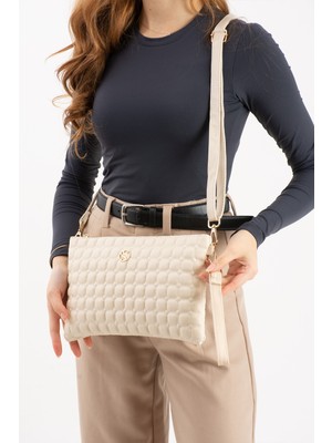 Oldso Kadın Suni Deri Siyah Mozaik Desen Çapraz ve El Askılı Portföy Clutch