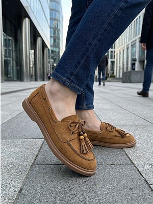 KAFKASLAR AYAKKABI Yeni Süet Corcik Boncuk Püsküllü Model Kaymaz Taban Kadın Babet Ayakkabı