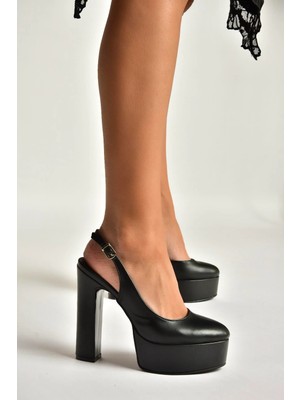 Fox Shoes Y246195109 Siyah Platform Kalın Topuklu Kadın Abiye Ayakkabı