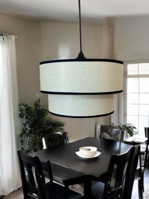 Allians Iki Katlı Modern Beyaz Hazeran Kumaş Plastik Tel Sarkıt Avize