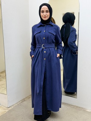 JOOQSTORE Gold Düğmeli Gömlek Elbise