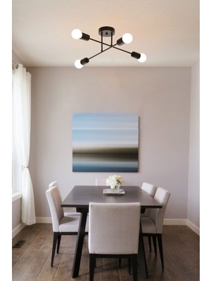 Allians Şık Siyah Modern Spor Tavan Avize, 4'lü, Ampulsuz, Salon, Mutfak, Yatak Odası