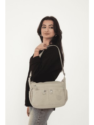 Oldso Suya Dayanıklı Krinkıl Kumaş Çok Gözlü Çapraz Askılı Kadın Omuz Çantası