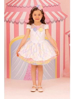 Pamina Kız Bebek Renkli Dondurma Desenli Doğum Günü - Partielbisesi 6-24 Ay 34248PR-RENKLI