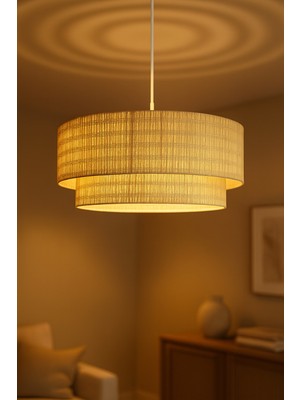 Allians Doğal Hasır Çift Katlı Sarkıt Avize, Şık ve Modern Aydınlatma Ürünü