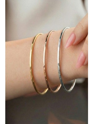 Söğütlü Silver 925 Ayar Gümüş Bilezik 3 Renk Gümüş Ajda Modeli Bilezik - Gold Rose Gümüş- Yatırımlık Şık ve Zarif Tasarım