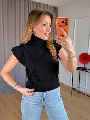 Size Özgü Siyah Balıkçı Yaka Bluz