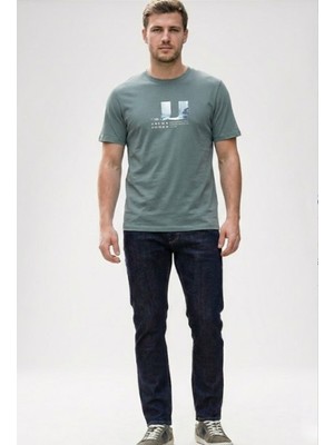 Jack & Jones Jack Jones Jj Baskılı Erkek Bisiklet Yaka Tişört 12297849