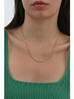 Söğütlü Silver 925 Ayar Gümüş Zincir Altın Kaplama Italyan Popcorn 49 cm Zincir Kolye SGTL13287GOLD