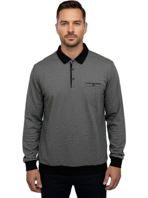 26-3073 Lacaton Erkek Büyük Beden Polo Yaka Sweatshirt