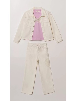 Alg KIZ ÇOCUK DANTEL İŞLEMELİ BAYRAMLIK 3'LÜ ŞIK KOMBİN TAKIM (Bir Beden Büyük Önerilir)