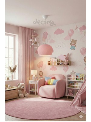 Allians Pastel Pembe Çocuk Odası Tekli Sarkıt Avize, Bioplastik E27 Tasarım