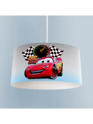 Allians Gri ve Mavi Renkli Mcqueen Desenli Bebek ve Çocuk Odası Avizesi