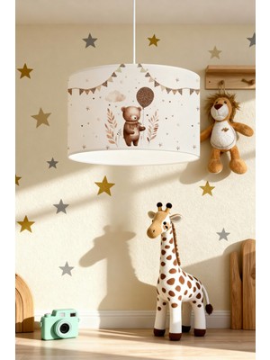 Allians Renkli Balonlu Ayıcık Desenli Çocuk Odası Avizesi