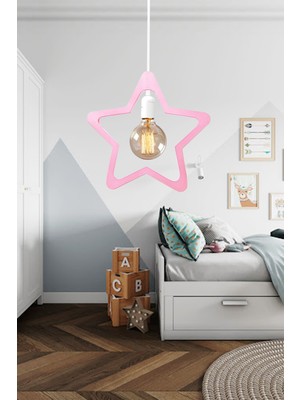 Allians Modern Pembe Yıldız Sarkıt Avize, Rüya Gibi Dekorasyon Parçası