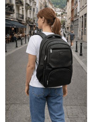 Oldso Su Geçirmez Kumaş Çok Gözlü 11-15.6-16.9 -17 Inç Uyumlu Siyah Sırt Çantası