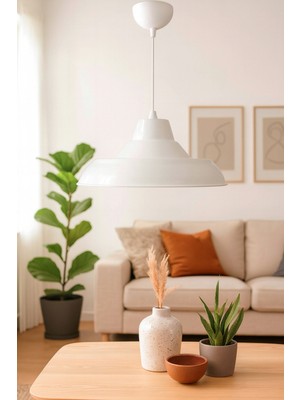 Allians Beyaz Metal Sarkıt Aydınlatma, Cafe ve Restoran Için Şık Tasarım