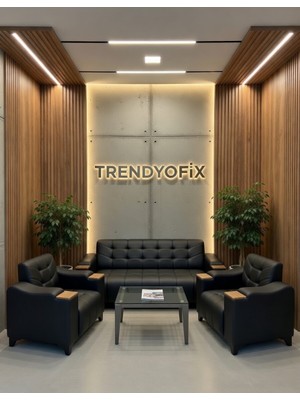Trendyofix Royal Ortopedik Makam Ofis Oturma Grubu - Bekleme Salonu Koltuk Takımı (3+1+1) - Siyah