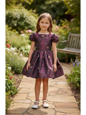 Gala Stil Gala Çiçek  Desenli Çocuk Elbise
