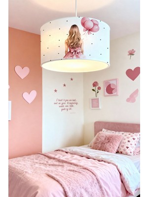 Allians Sarı Saçlı Prenses Desenli Çocuk Odası Avizesi, Şık ve Eğlenceli Tasarım