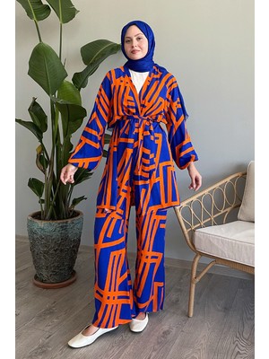 inStyle Şeritli Ikili Oranj Viskon Takım