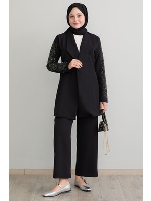 inStyle Ceketli Incili Detay Siyah Takım