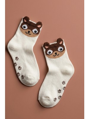 Katia & Bony Hayvan Desenli Ekru Bebek Soket Çorap