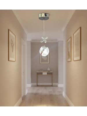 Allians Modern Çok Renkli Tekli Perla Krom Kristal Taşlı LED Sarkit Avize