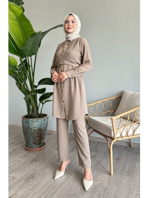 inStyle Önden Bağlamalı Bej Ikili Takım