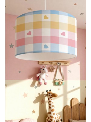 Allians Renkli Kalpler Desenli Çocuk Odası Asma Avize, Sevimli ve Şık Tasarım