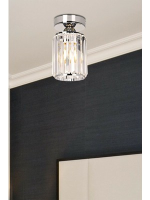 Allians Şık Gümüş Kristal Taşlı Tavan Avizesi, Modern Ev ve Ofis Dekoru