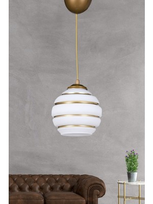 Allians Şeritli Gold Sarkıt Avize, Modern ve Şık Tasarım, Oturma ve Yatak Odası Için