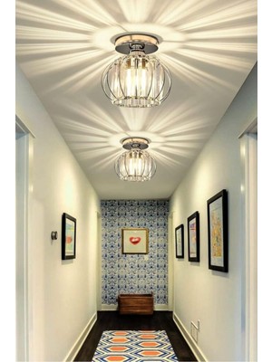 Allians Şık Kristal Taşlı Gümüş Metal Kaplama Lüx Tavan Avize