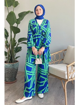 inStyle Şeritli Ikili Yeşil Viskon Takım