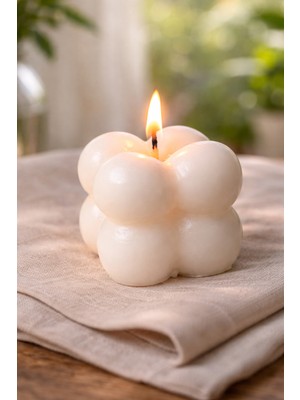 Calinda Candles Mini Boy Bubble Küp Detaylı Kokulu Mum  %100 Soya Wax Dekoratif Mum - El Yapımı Modern Mum