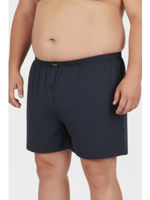 Balkonda Erkek Şort Külot Battal Beden %100 Pamuklu Cotton 3'lü Paket Düğmeli Rahat Model - Berrak