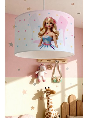 Allians Mavi Elbiseli Barbili Çocuk Odası Asma Avizesi, Şık ve Renkli Aydınlatma