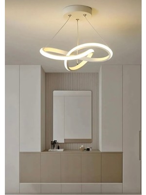 Allians Modern Beyaz LED Avize, 6500K Işık, Şık ve Zarif Tasarım